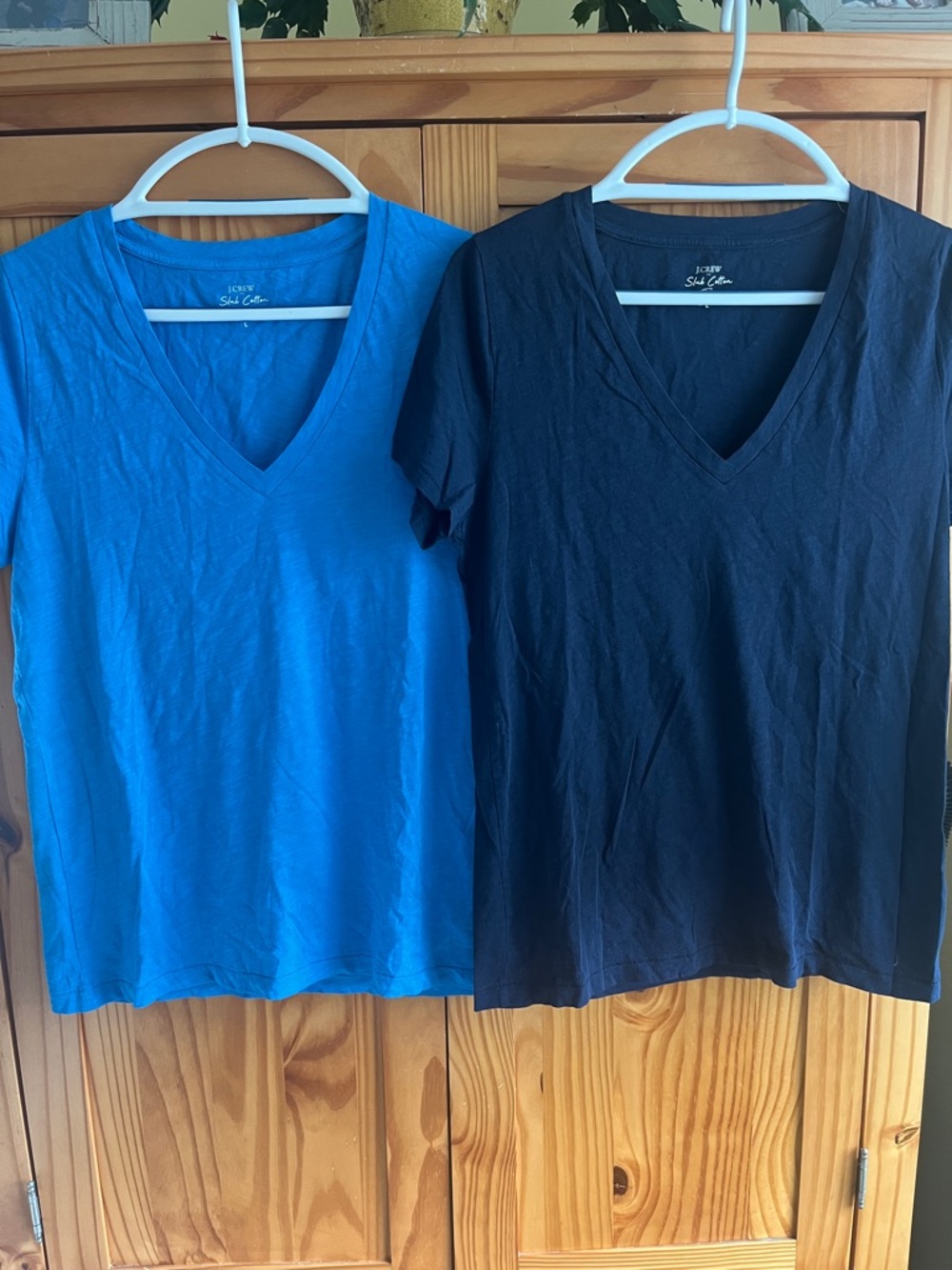 Bundle of. J.Crew Slub Cotton V-Neck Tee Duo in Cobalt and Navy Blue